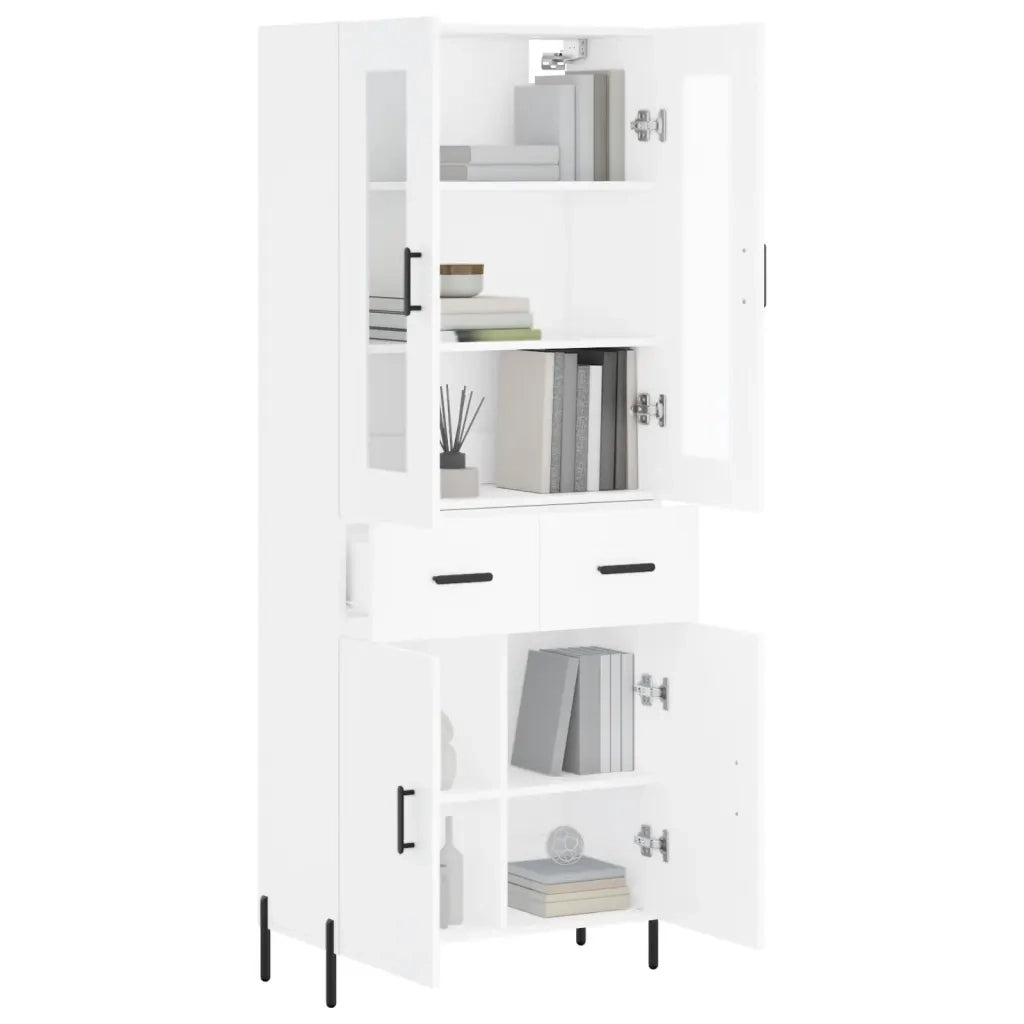 Credenza-Buffet-Armadio da cucina Bianca 69,5x34x180 cm in Legno Multistrato 577147
