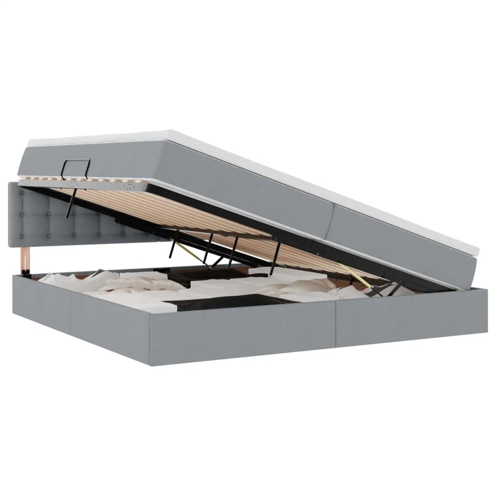 Letto con contenitore e materasso Grigio chiaro 200 x 200 cm 3370656