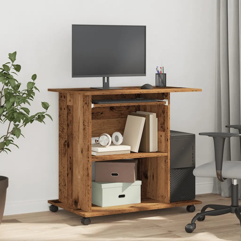 Scrivania da Computer Legno Antico 80x50x75cm Legno Multistrato
