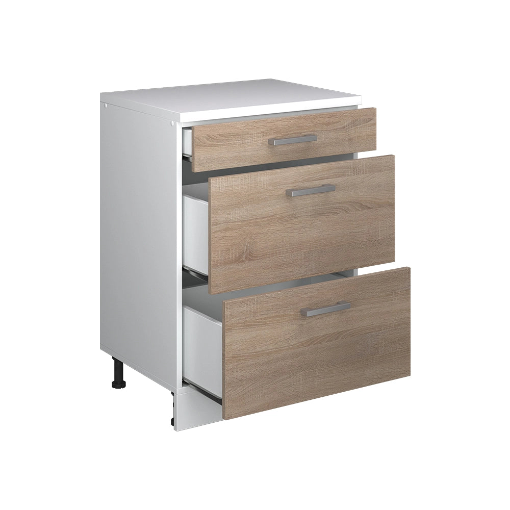 Mobile per mansarda Rion Sonoma/Bianco 60 x 83.8 cm senza inclinazione con 3 cassetti Vicco