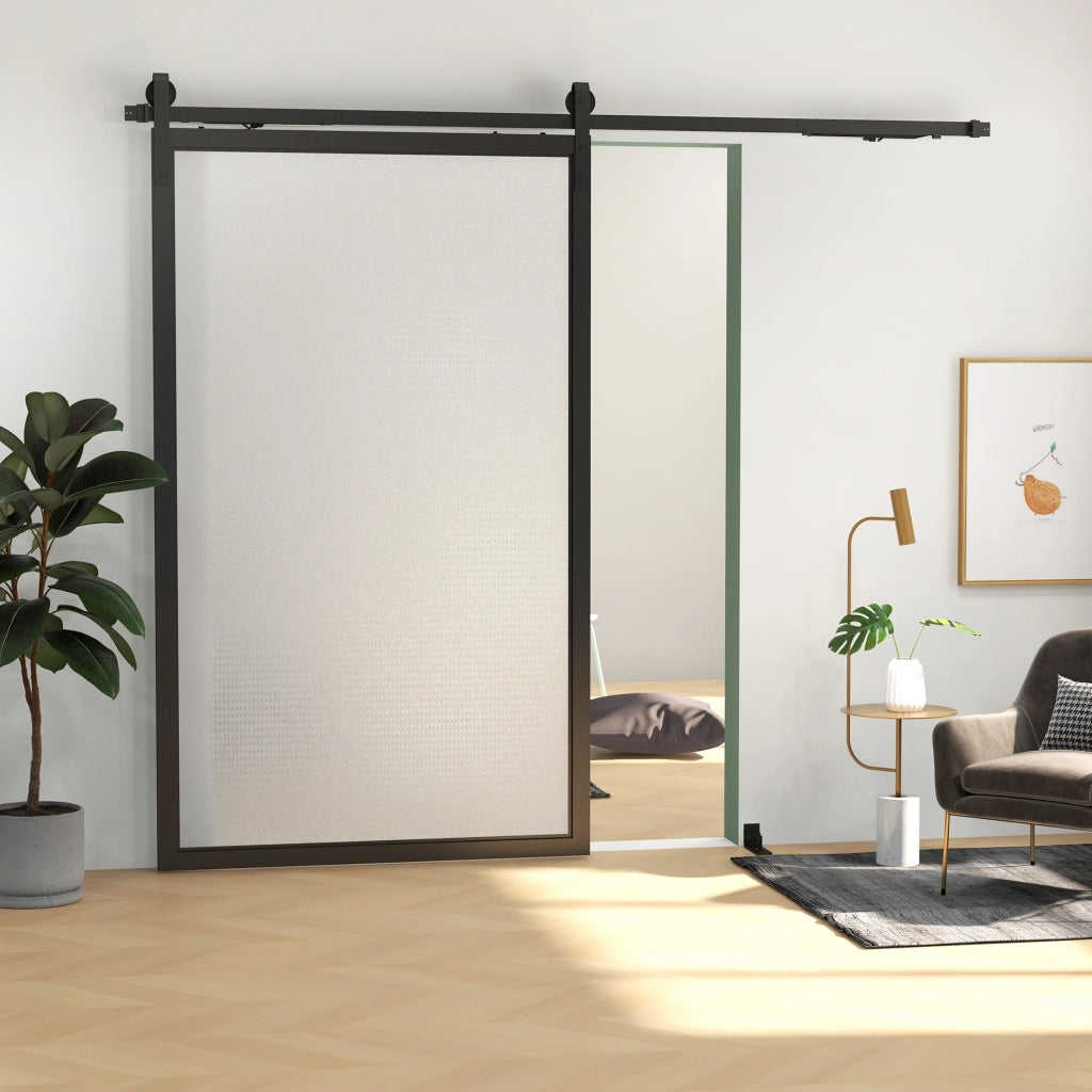 Kit rotaia scorrevole per porta a grana ¨C zephmum ¨C acciaio nero 244 cm