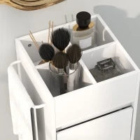 Mobiletto da Bagno con 4 Scomparti, 3 Cassetti e Porta Asciugamani, 35 x 30 x 90 cm, Bianco