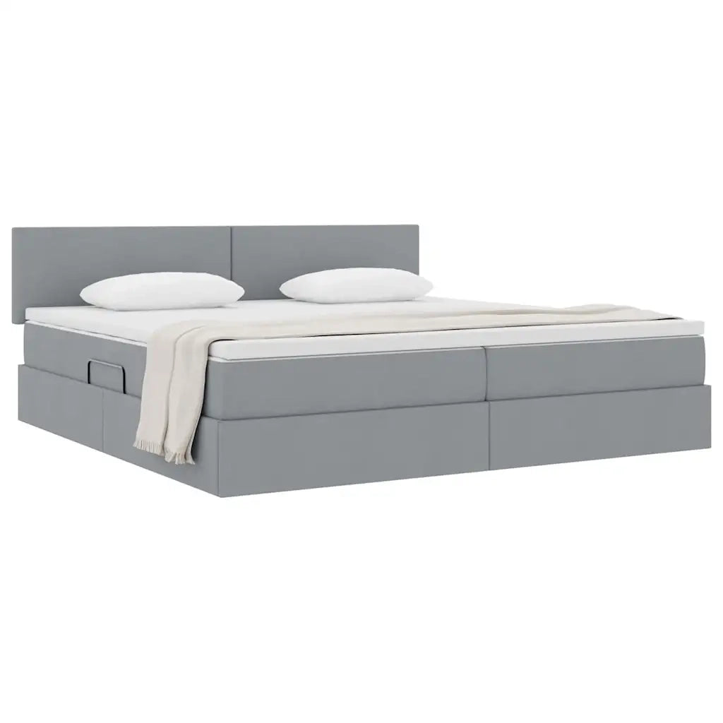 Letto con contenitore e materasso Grigio chiaro 200 x 200 cm 3370467