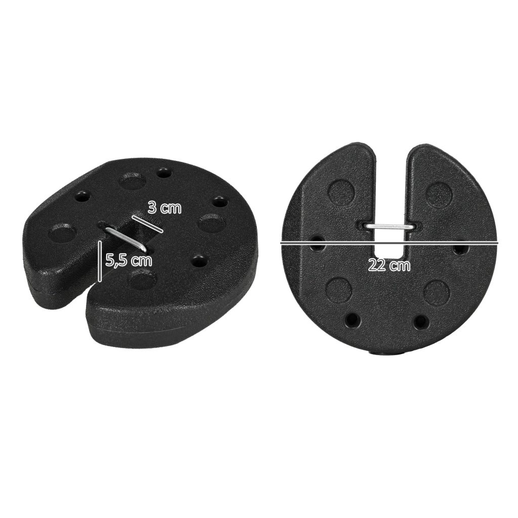 Set 4 Pesi Zavorra Circolari per Gazebo Tendone con Picchetti Rinforzo e Corda Trasporto HDPE ¨C Xylo