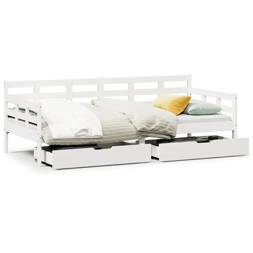 vidaXL Dormeuse con Cassetti Bianco 90x200 cm Legno Massello di Pino