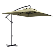 OMBRELLONE DA GIARDINO DECENTRATO CON BASE A CROCE E APERTURA A MANOVELLA 294X193CM BEIGE