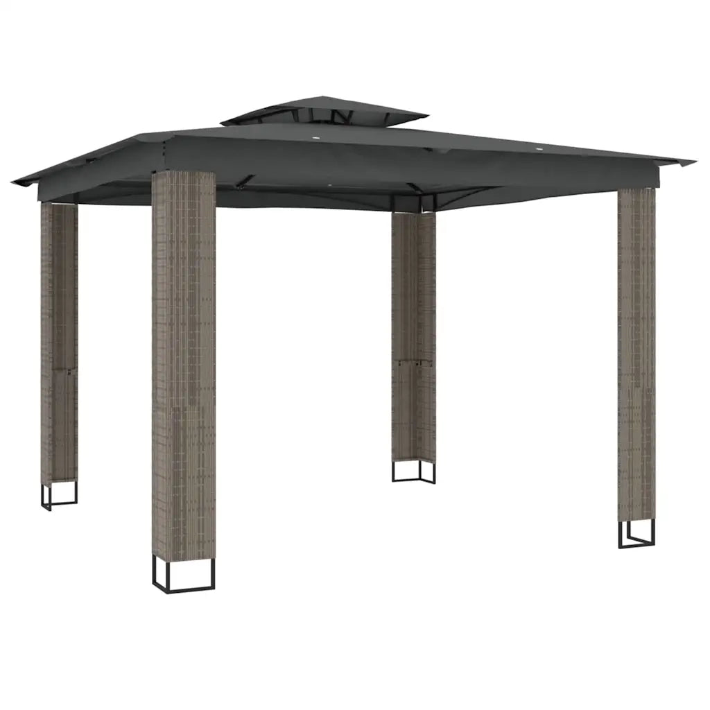 Gazebo con Tetto Doppio Antracite 2,94x2,94 m in Acciaio