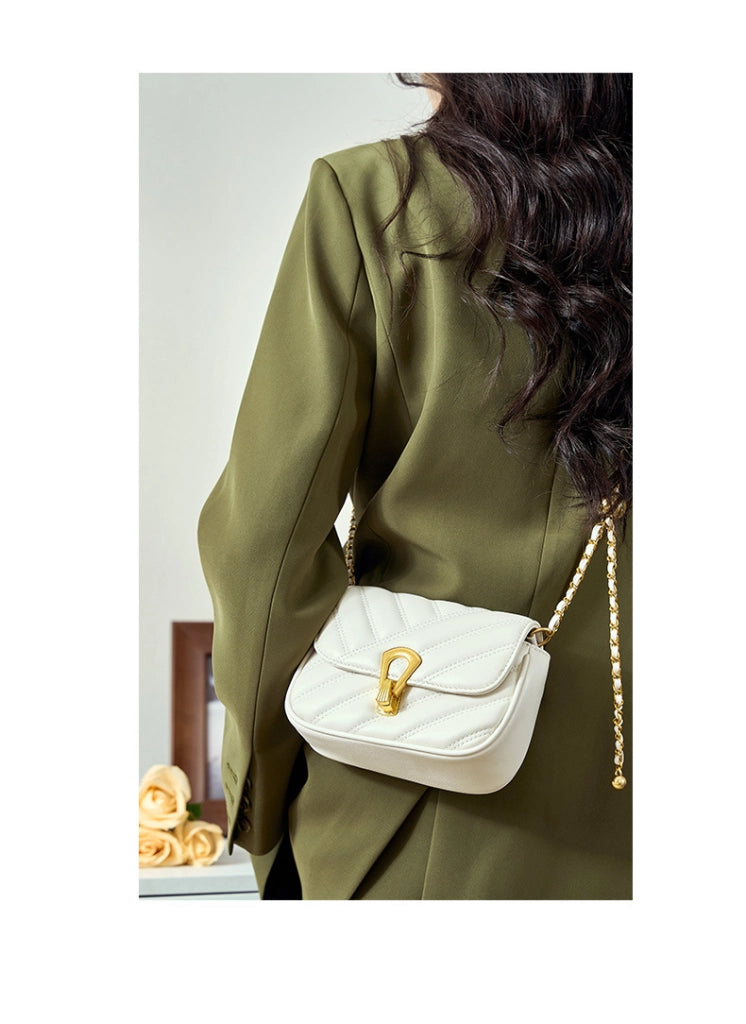 Borsa a tracolla piccola da donna in vera pelle, bianca