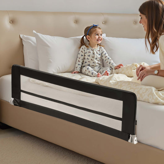 Sponda letto bambini 180x42 cm, pieghevole, metallo e nylon, Barriera anticaduta