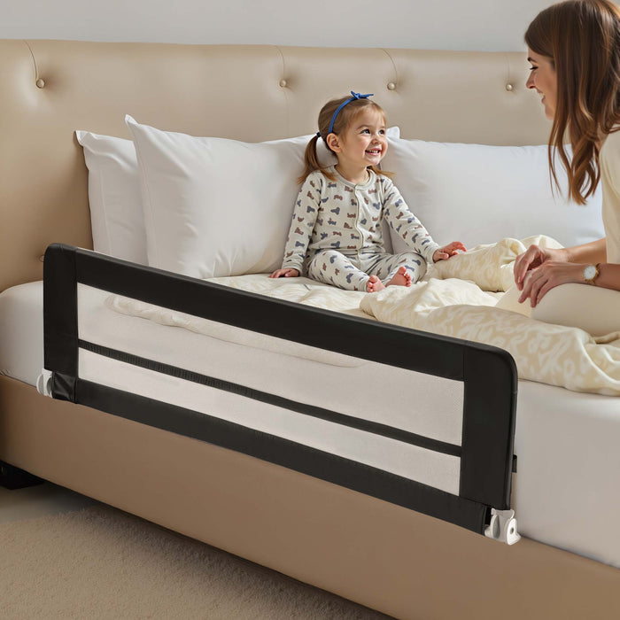 Sponda letto bambini 180x42 cm, pieghevole, metallo e nylon, Barriera anticaduta
