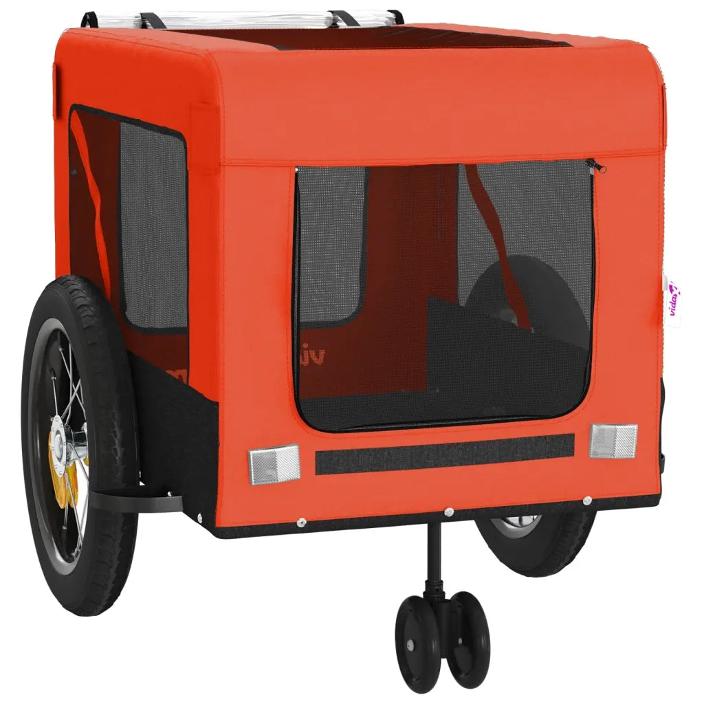 Rimorchio da Bici per Animali Arancione e Nero Oxford e Ferro CFW3472600