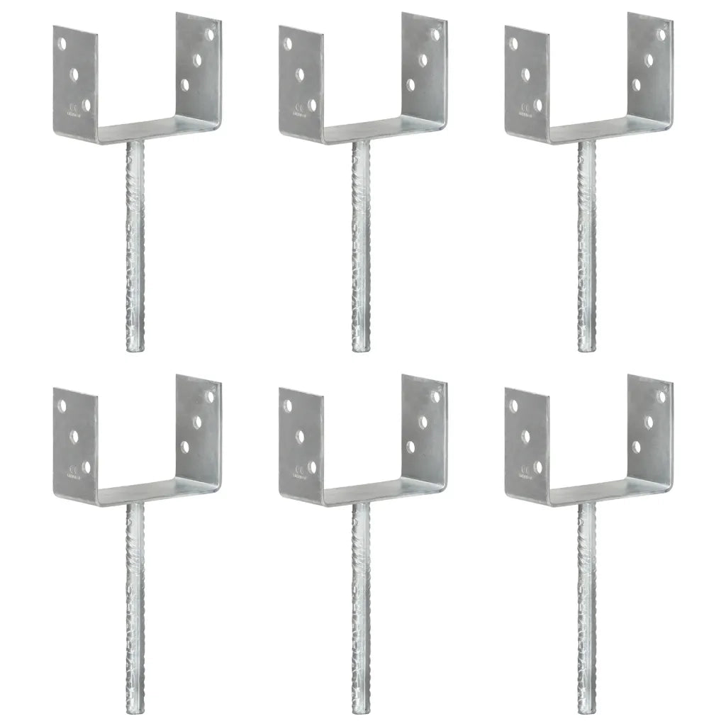 Picchetti per Recinzione 6 pz Argento 14x6x30cm Acciaio Zincato 145322