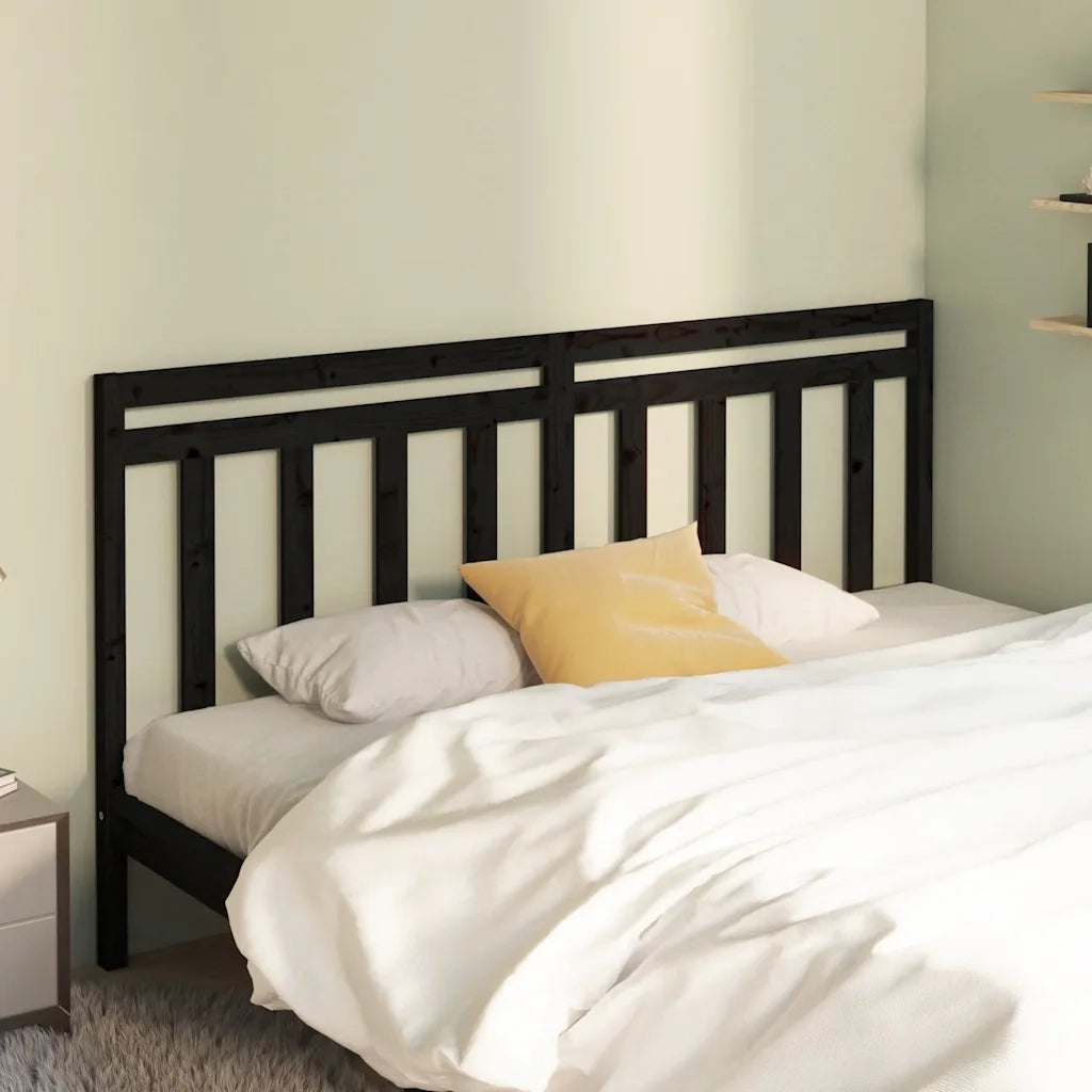 Testiera | Testata per Letto Nera 206x4x100 cm in Legno Massello di Pino