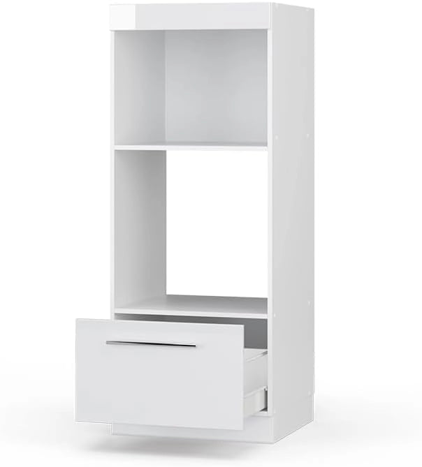 Mobile cucina microonde Fame-Line, Bianco lucido, 60 cm aperto, per la combinazione con altri moduli della serie Fame-Line