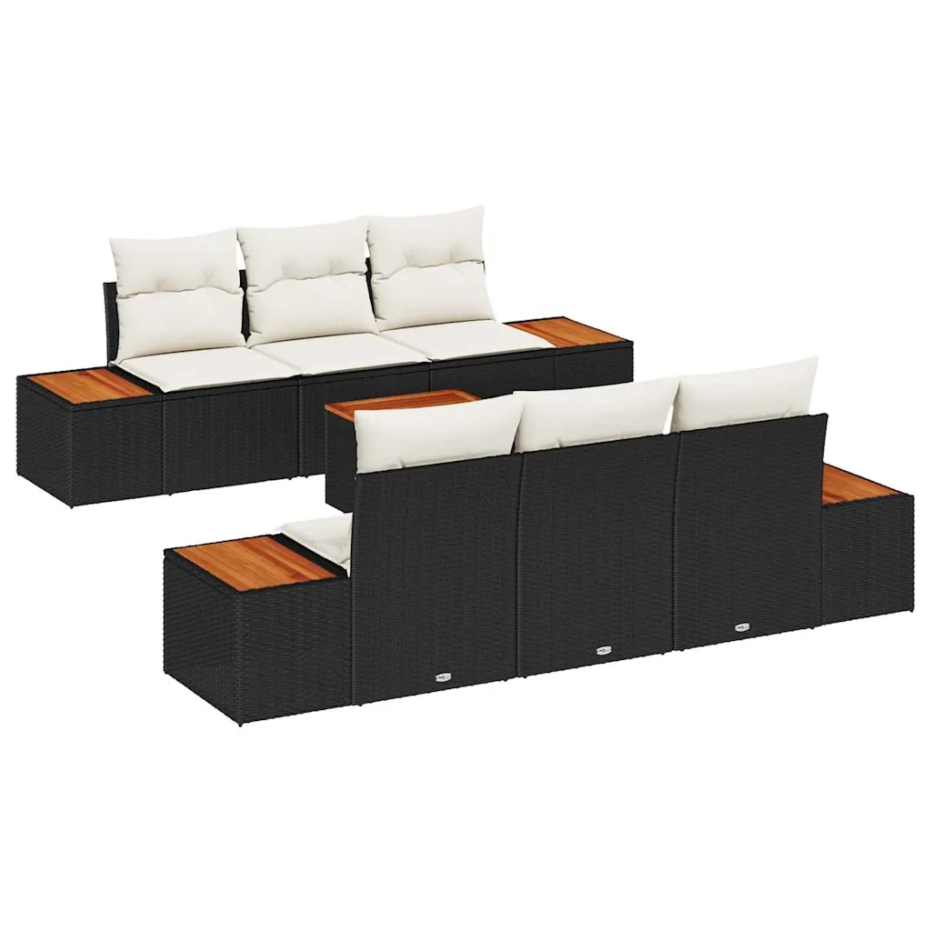 Set Divano da Giardino con archiviazione 7 pcs Nero Poly Rattan 3356697