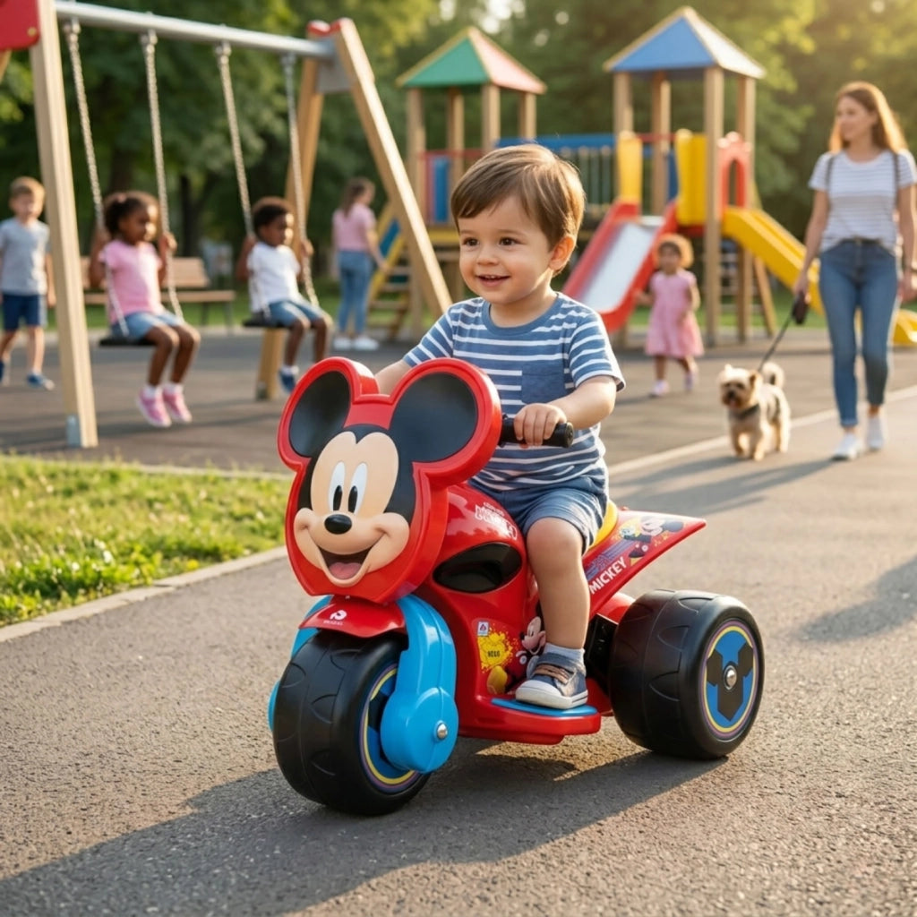 Triciclo Elettrico per Bambini 6V Samurai Disney Mickey Mouse Fino a 2–3 km/h Rosso