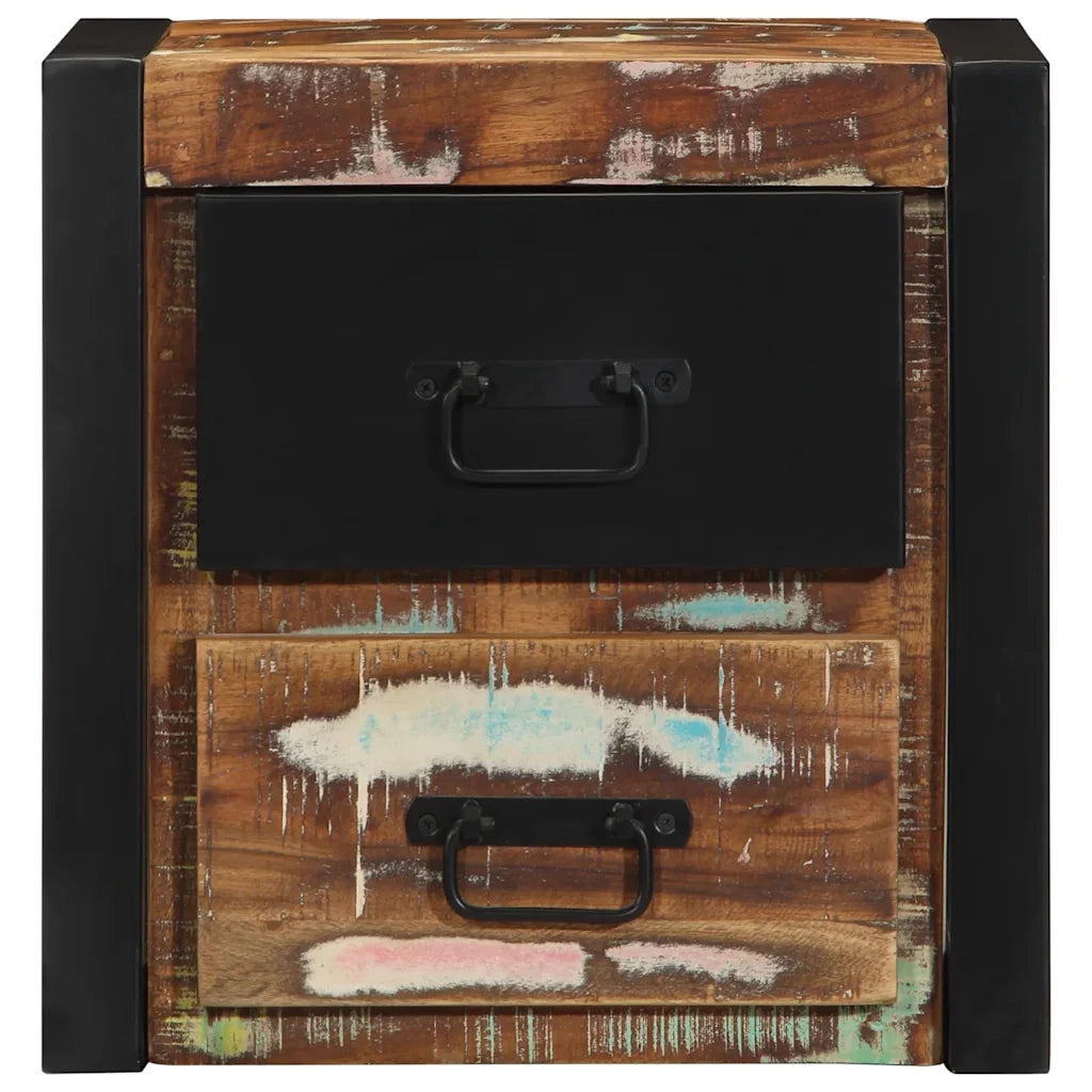 Comodini 2 pz-Set di 2 Tavolino da notte Multicolore 40x35x40cm in Legno Massello Recupero 735364