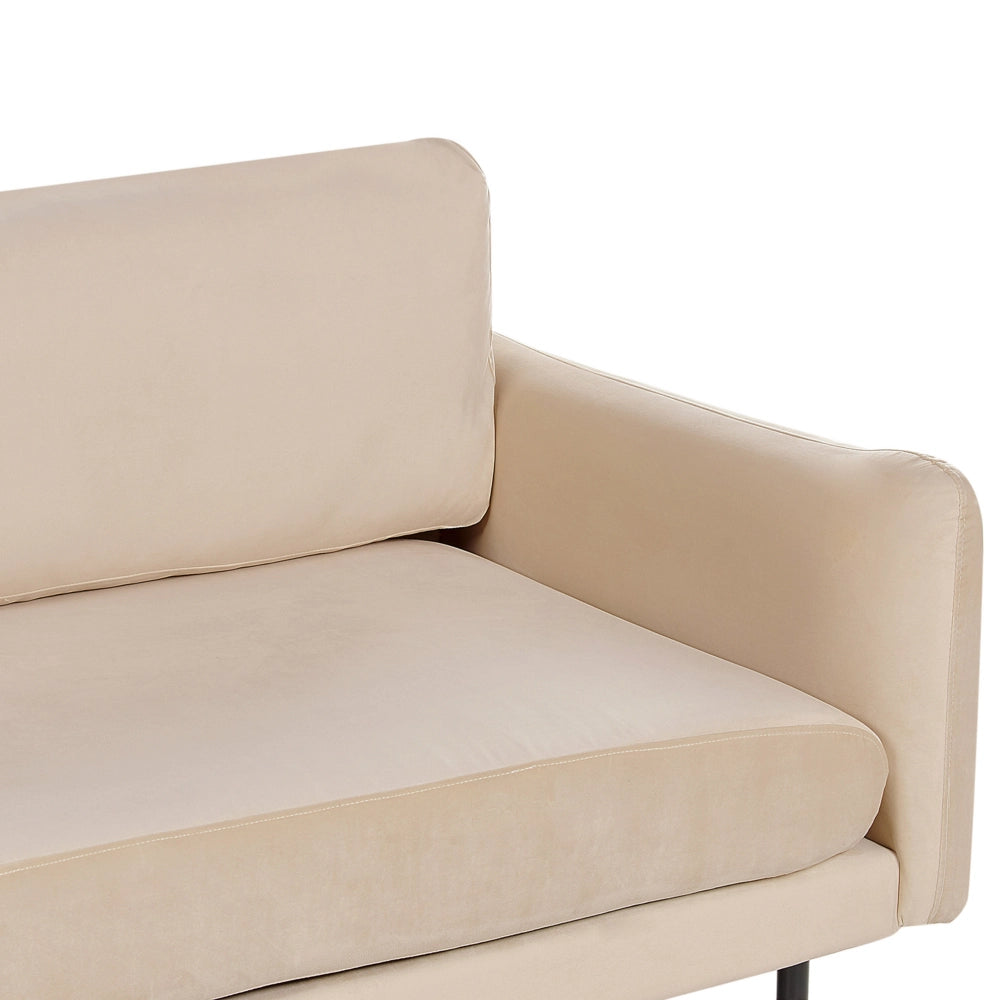 Divano moderno in velluto beige a 3 posti con Gambe nere Stile Retrò Moderno