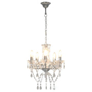 Lampadario con Perline di Cristallo Argento Tondo 5 E14 281601