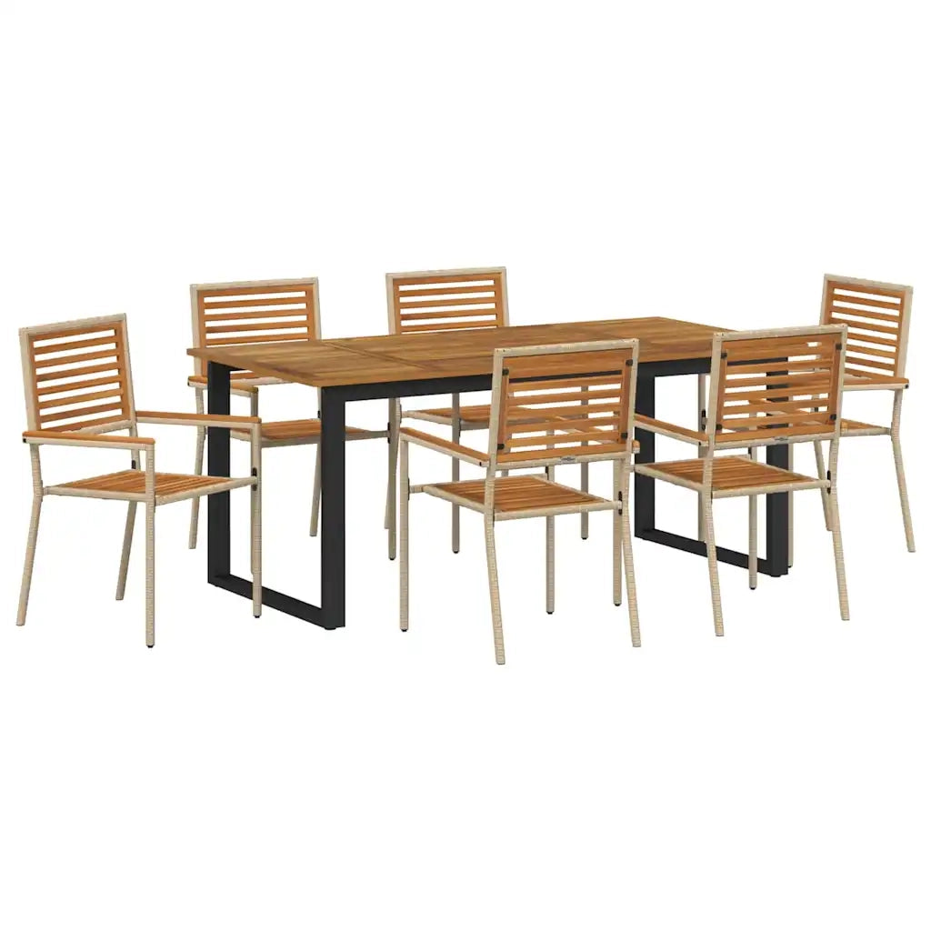 Set da Pranzo per Giardino 7 pcs Beige Legno di Acacia Massello 3365465