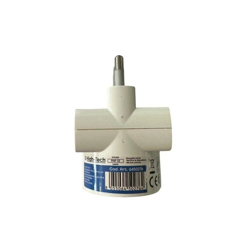 HIGH-TECH ADATTATORE TRIPLO SCHUKO SPINA S17 16A 2P+T 2 PRESA BIPASSO P17/11 10/16A 2P+T - 1 PRESA P30 2P+T BIANCO
