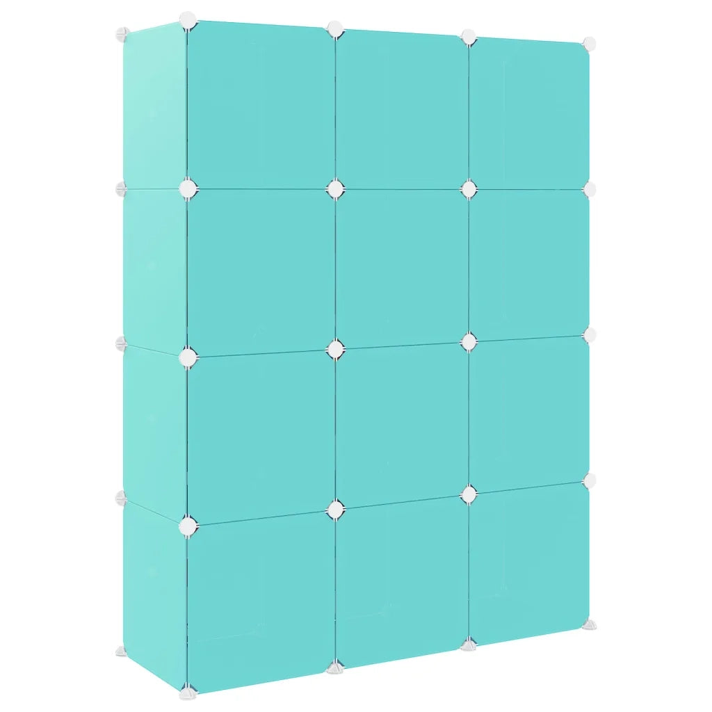 Scaffale Portaoggetti per Bambini con 12 Cubi Verdi in PP CFW2244085