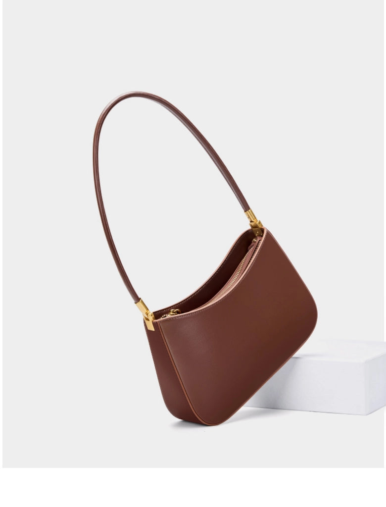 Borsa tote da donna in vera pelle, marrone