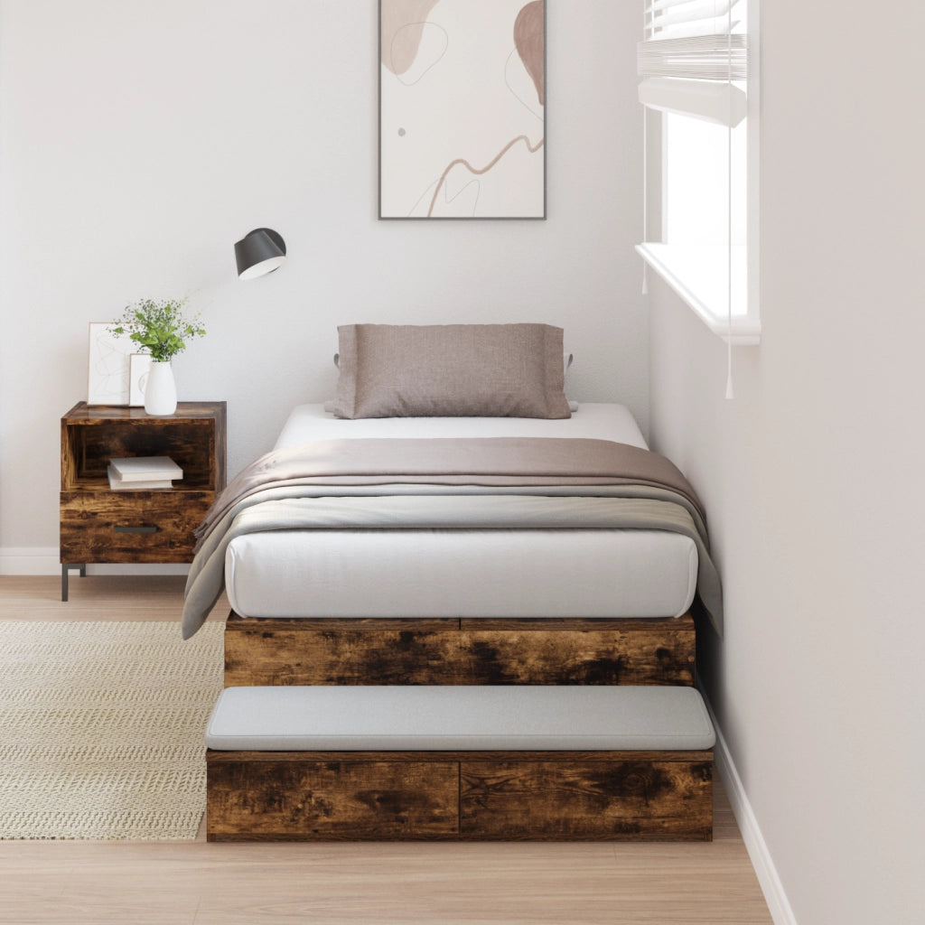 Struttura letto contenitore Quercia affumicata 100x200 cm