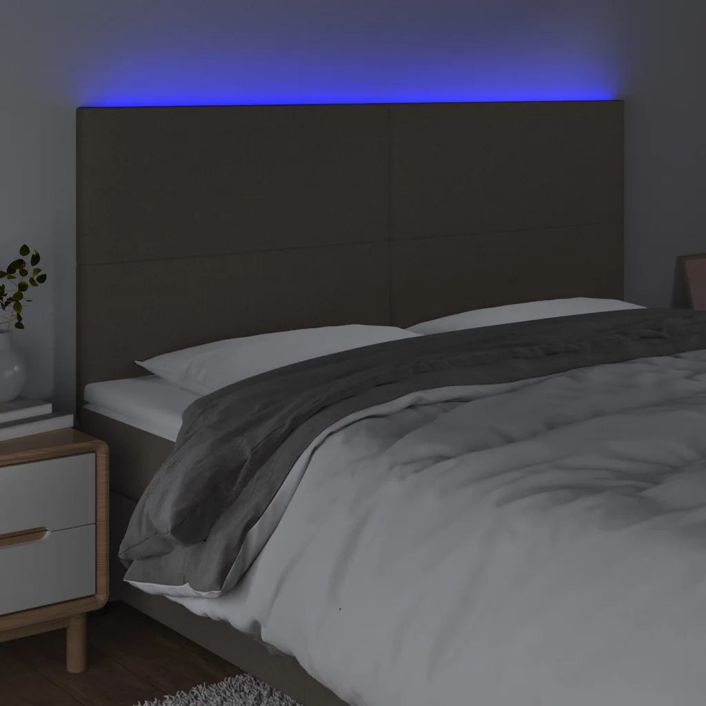 Testiera | Testata a LED Tortora 180x5x118/128 cm in Tessuto