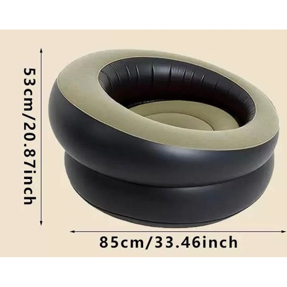Trade Shop - Poltrona Gonfiabile Portatile Floccata Portante In Pvc Design Ergonomico Valvola Rapida -