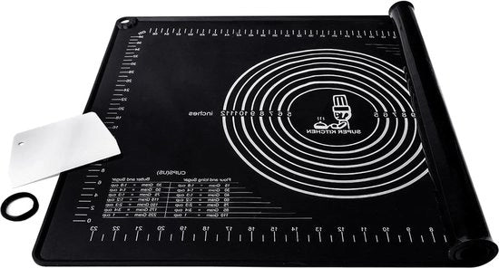 Mat di silicone da forno 70x50cm - bordi alti - grande - misure - non aderente - spesso - per pane e fondant - nero