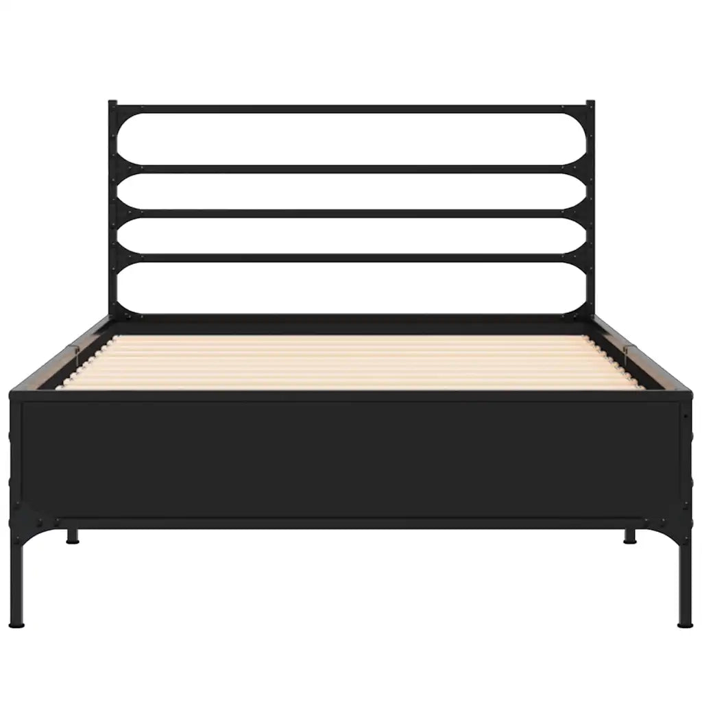 Giroletto Nero 75x190 cm in Legno Multistrato e Metallo 845622