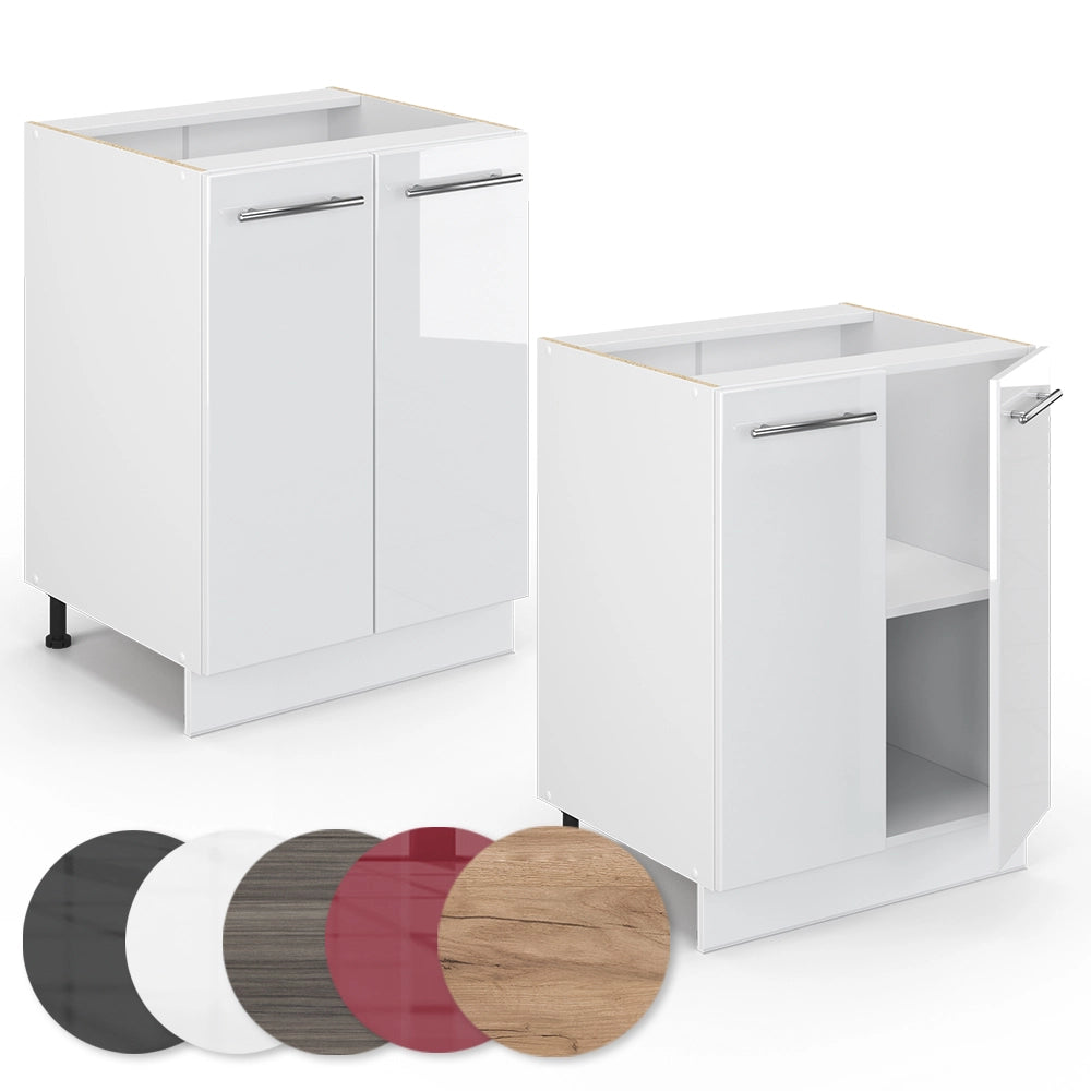Mobiletto base cucina Fame-Line Bianco lucido/Bianco 60 cm senza piano di lavoro Vicco