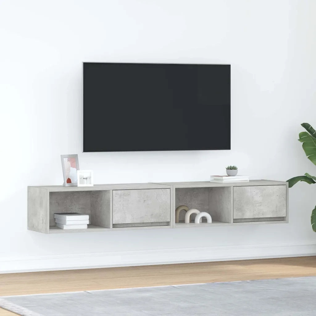 Mobili TV 2 pz Grigio Cemento 80x31x25,5cm in Legno Multistrato 861461