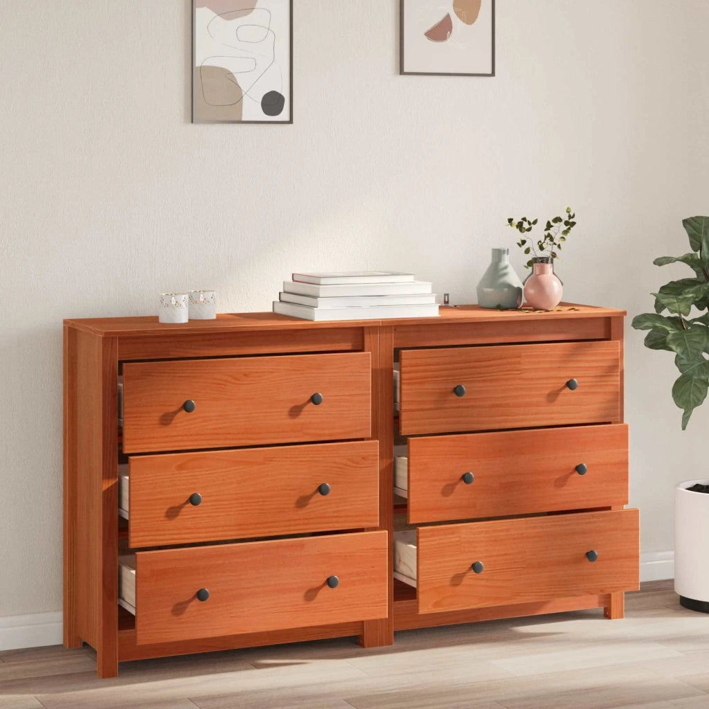 Credenza con cassetto 2 pcs Marrone Cera 140 x 35 x 80 cm 3424975