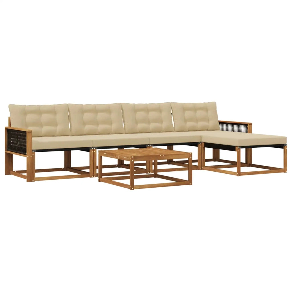 Set di divani da esterno con cuscino 6 pcs Naturale e Beige