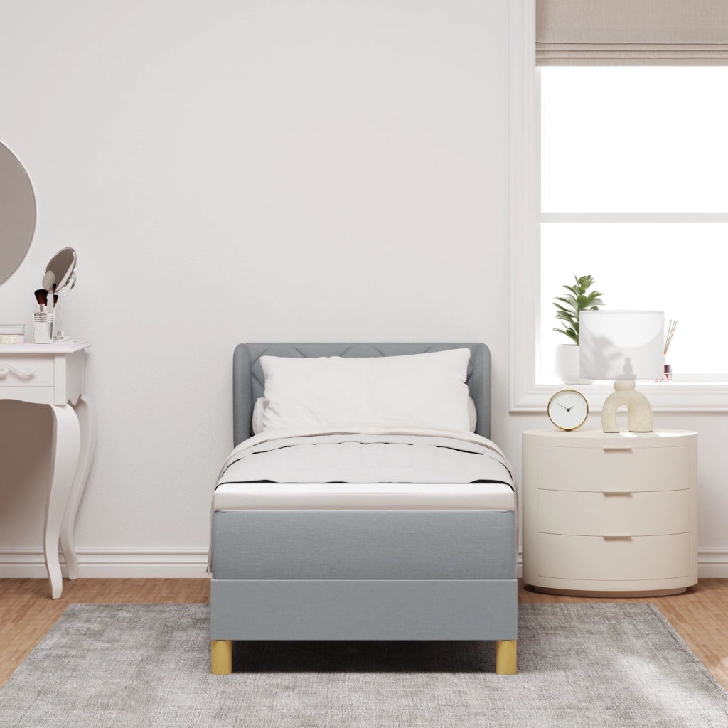 Letto Box Spring con Materasso Grigio Chiaro 80x200 cm in Tessuto