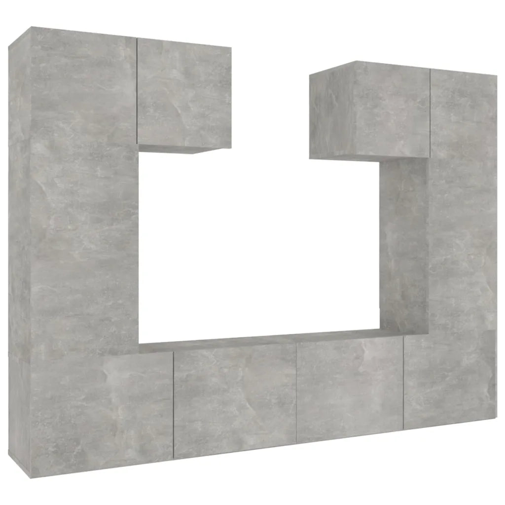 Set di Mobili Porta TV 6 pz Grigio Cemento in Legno Multistrato 3114457