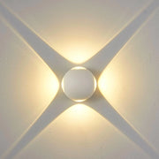 Applique LED da Parete 12W IP54, Design Moderno Rotondo, 4 Emissioni di Luce, 1200 lm, Bianco, Effetto Croce, Interni ed Esterni Colore della luce: Luce calda