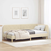 Cornice del letto ad angolo Crema 90 x 200 cm Tessuto 42016575