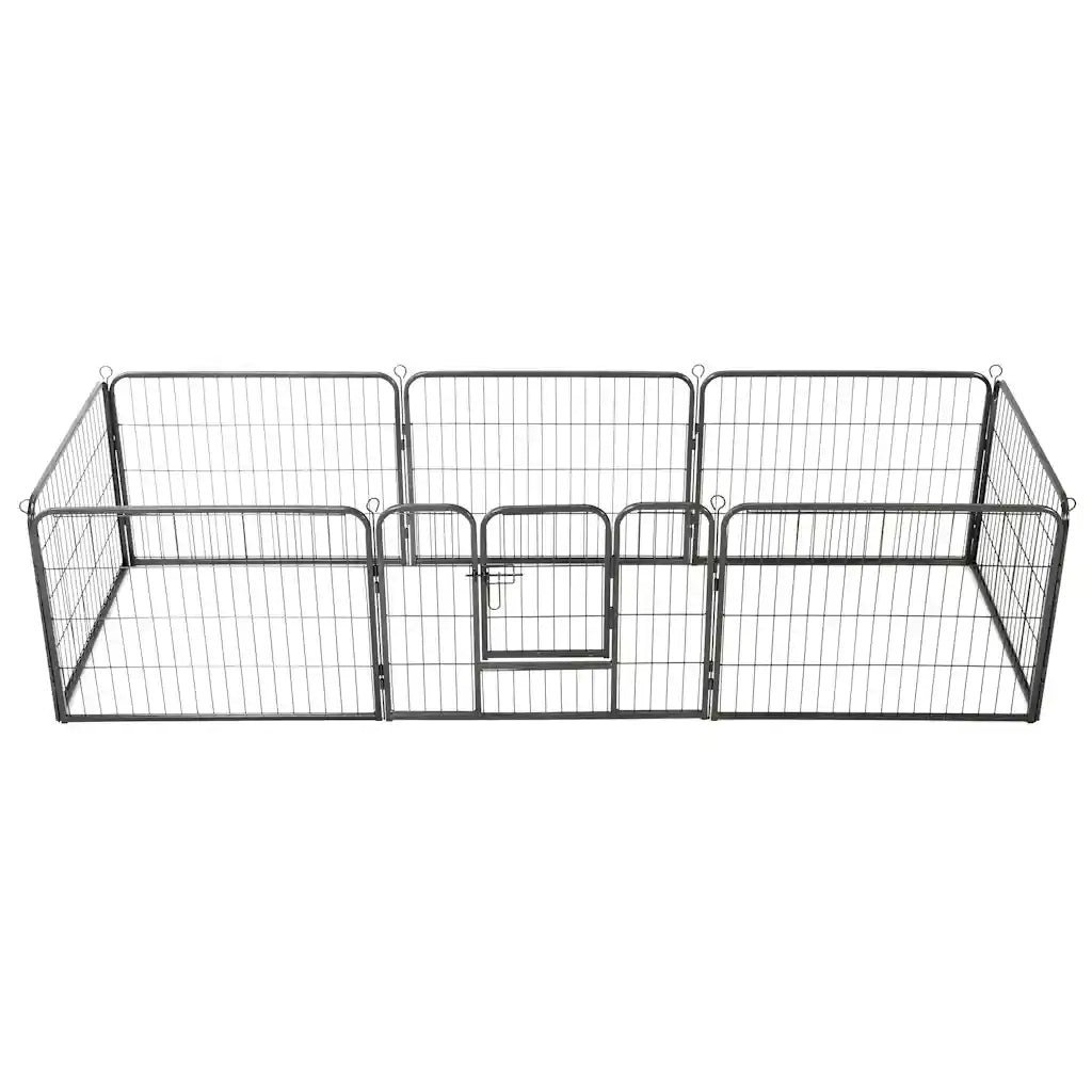 Box per Cani con 8 Pannelli in Acciaio 60x80 cm Nero CFW7657108