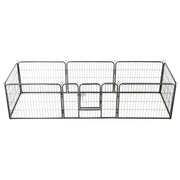 Box per Cani con 8 Pannelli in Acciaio 60x80 cm Nero CFW7657108