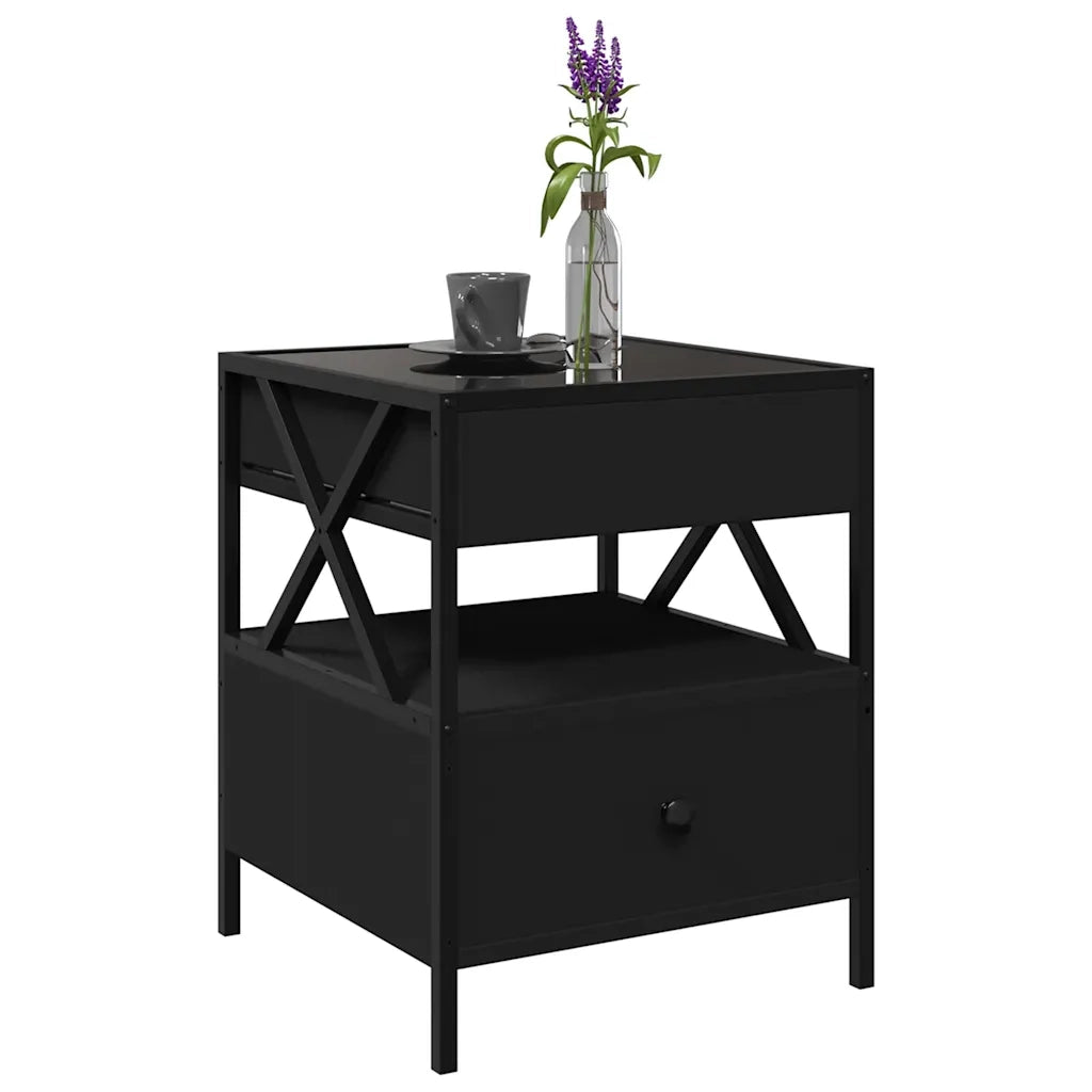 Tavolino da Salotto con LED Infinity-Tavolino da soggiorno Nero 40x40x51 cm 858722