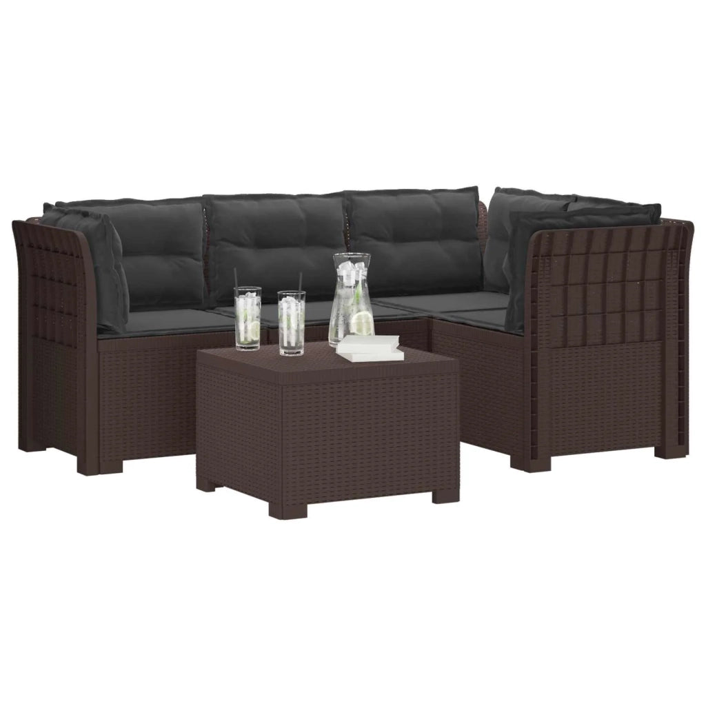 Divano da giardino 4 posti con cuscini aspetto rattan PP 3444019