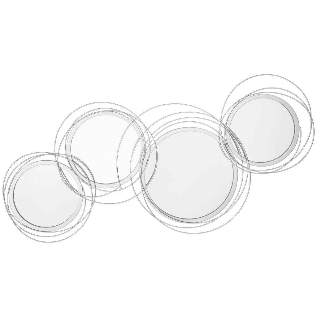 Set di specchi per decorazione parete, 4 specchi tondi ¨C zephmum ¨C grigio, 107x56 cm
