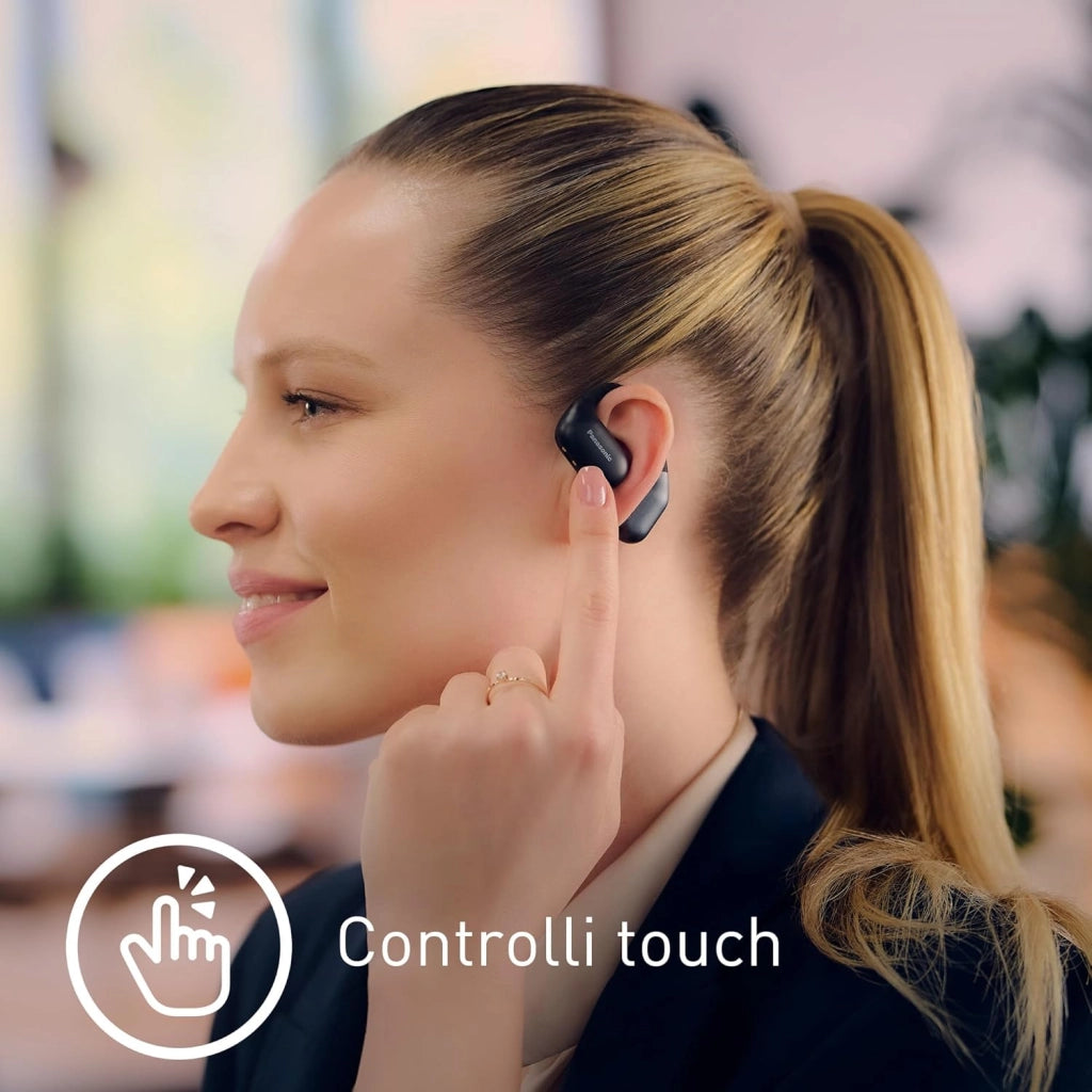 RB-F10DE-K Cuffie Wireless Open-Ear, Auricolari wireless Sport Bluetooth con Microfono ENC, 25H di Autonomia, Bluetooth 5.4, IPX4, Controlli Touch, Nero