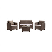 Set salotto da esterno Gazania, Salottino outdoor, Set da balcone o giardino, Composizione soggiorno per esterni, Made in Italy, Tortora