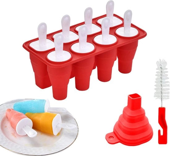 Forme per gelato in silicone, con 8 fori, con manici pieghevoli per gelato fai da te stesso - BPA libero