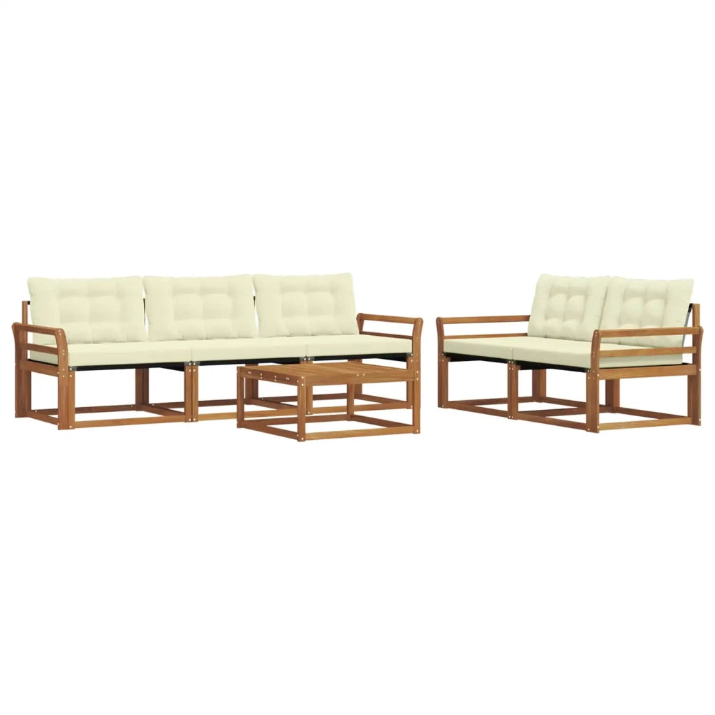 Set di divani da esterno con cuscino 6 pcs Naturale e Crema