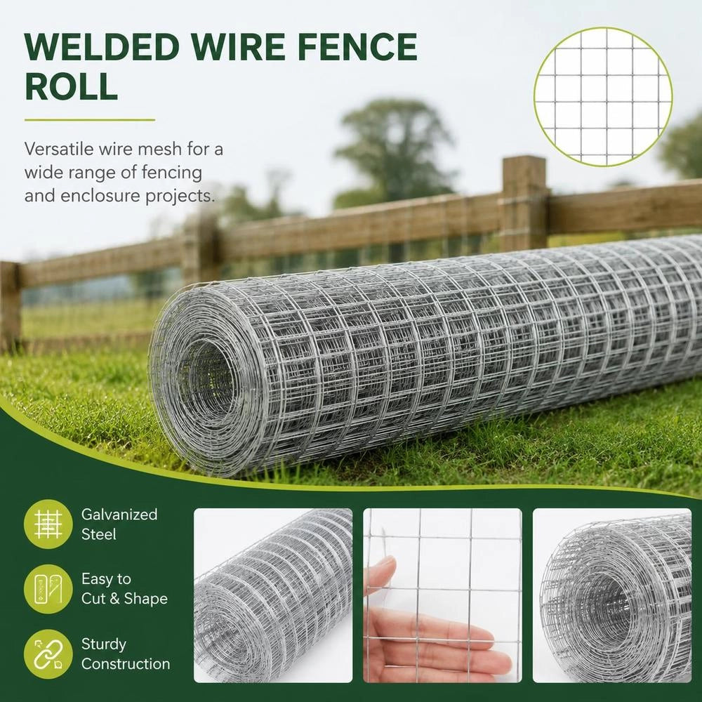Wire Fence, Galvanized Steel, 25x1.5 M, Silver